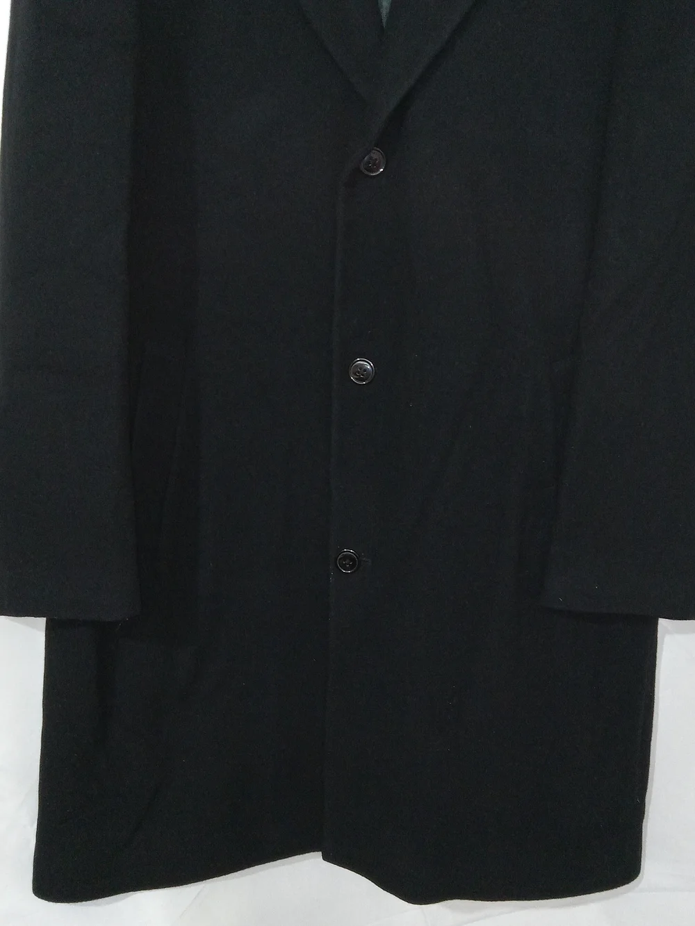 Pronto Uomo Mens 42L Wool Cashmere Blend Black Overcoat Top Coat Long Coat